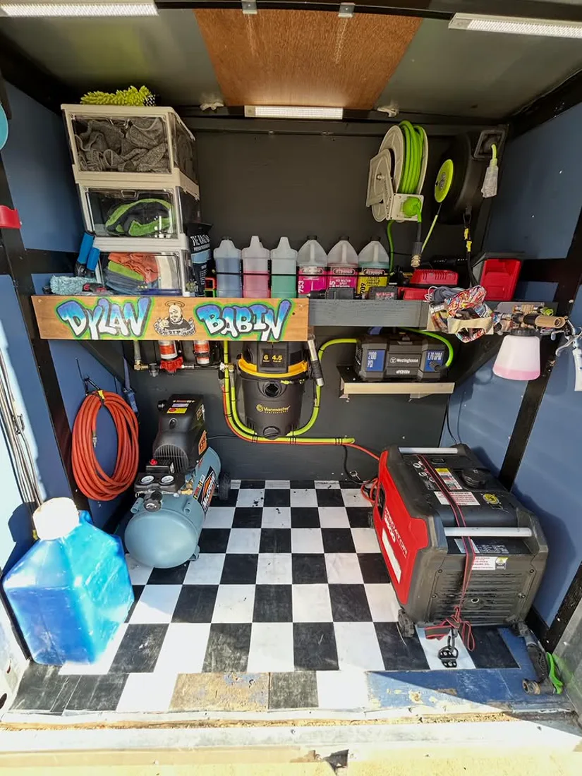 Inside the R&D Brothers mobile detailing trailer